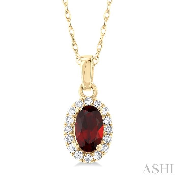 Oval Shape Gemstone & Halo Diamond Pendant