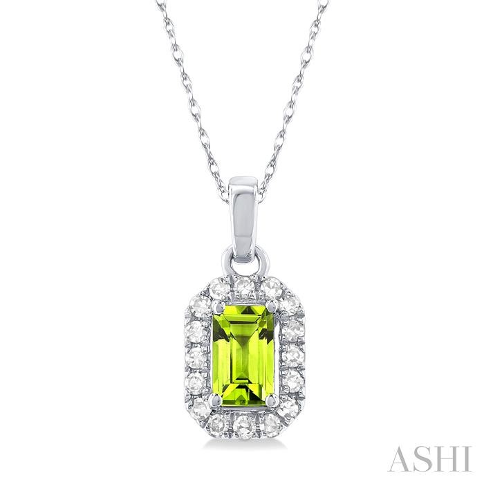 Emerald Shape Gemstone & Halo Diamond Pendant