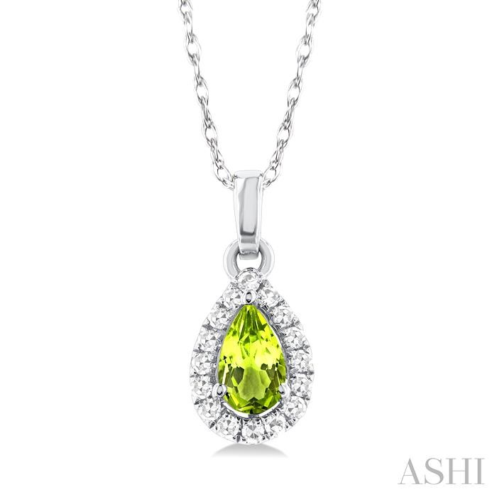 Pear Shape Gemstone & Halo Diamond Pendant