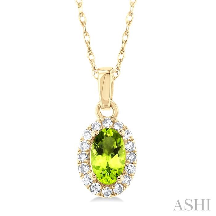 Oval Shape Gemstone & Halo Diamond Pendant