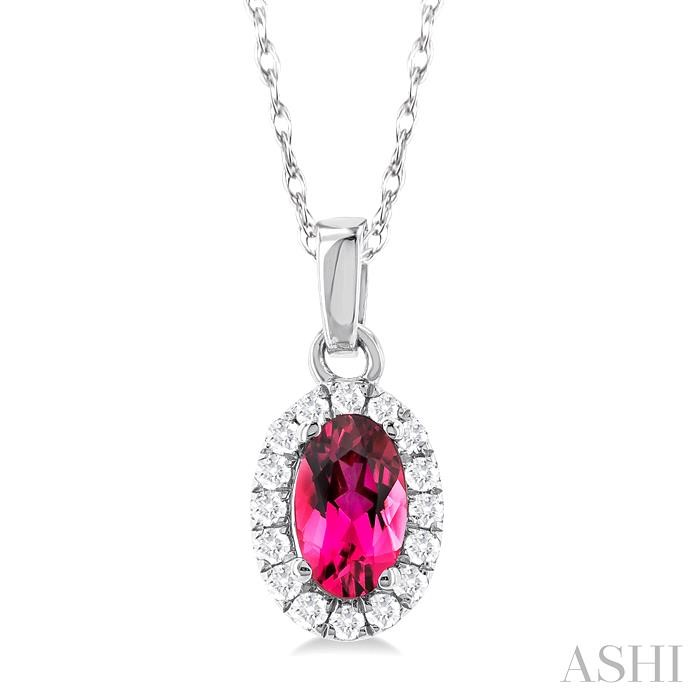 OVAL SHAPE GEMSTONE & HALO DIAMOND PENDANT