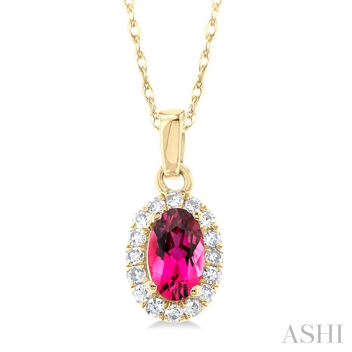 Oval Shape Gemstone & Halo Diamond Pendant