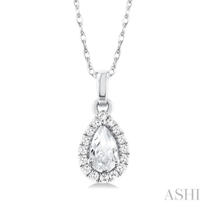 Pear Shape Gemstone & Halo Diamond Pendant