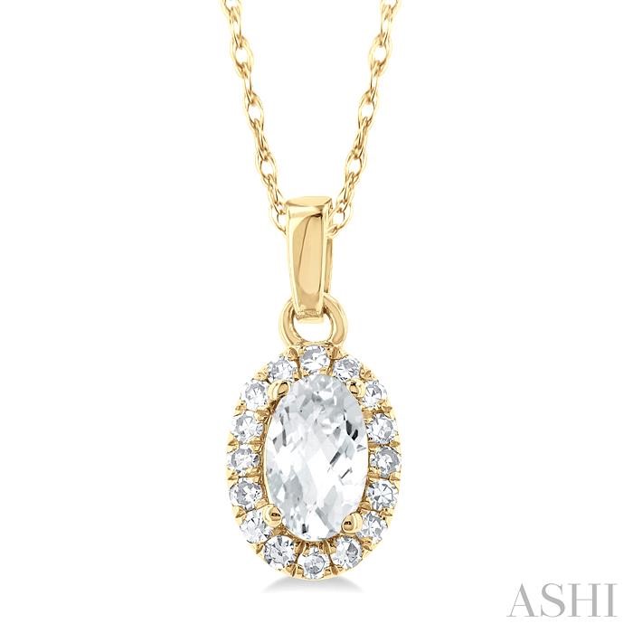 Oval Shape Gemstone & Halo Diamond Pendant