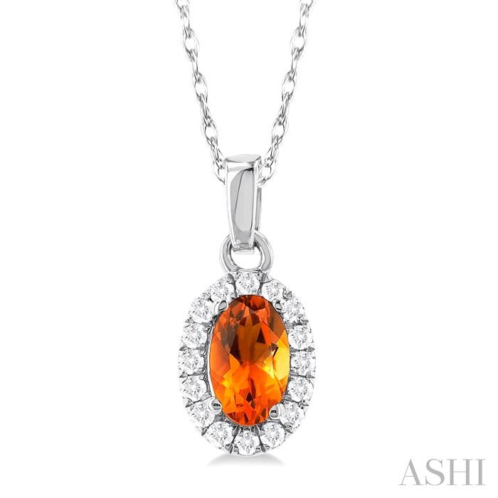 OVAL SHAPE GEMSTONE & HALO DIAMOND PENDANT