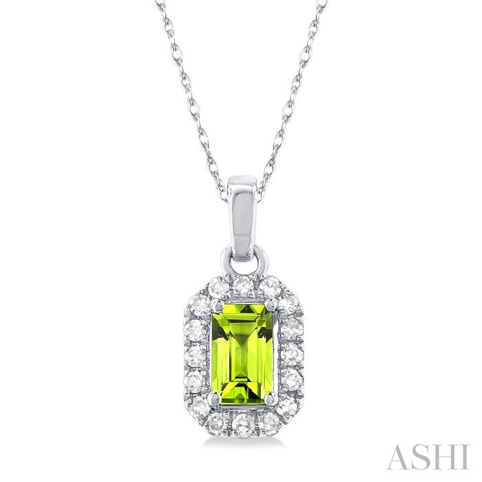 EMERALD SHAPE GEMSTONE & HALO DIAMOND PENDANT