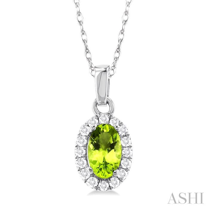 OVAL SHAPE GEMSTONE & HALO DIAMOND PENDANT