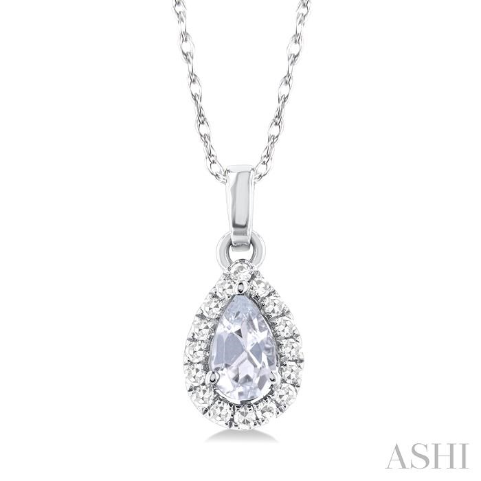 PEAR SHAPE GEMSTONE & HALO DIAMOND PENDANT