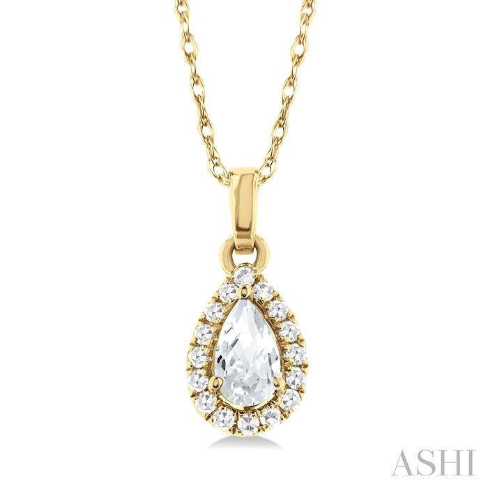 Pear Shape Gemstone & Halo Diamond Pendant