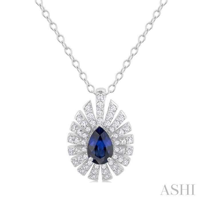 PEAR SHAPE GEMSTONE & DIAMOND PENDANT