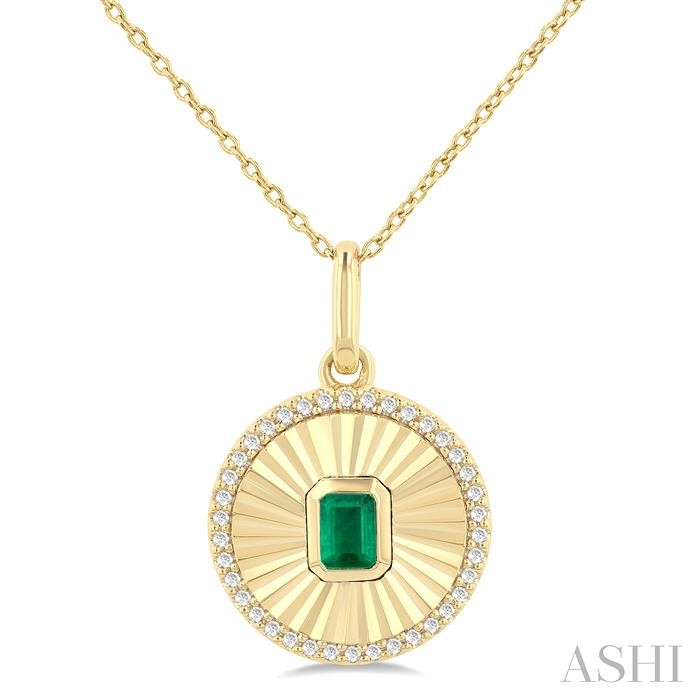 Round Shape Fluted Medallion Gemstone & Diamond Pendant