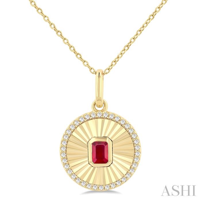 Round Shape Fluted Medallion Gemstone & Diamond Pendant