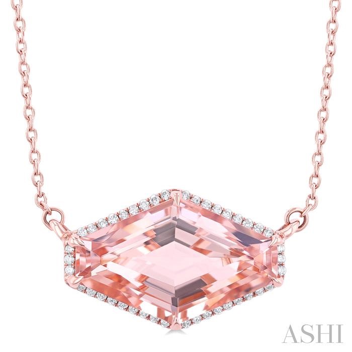 HEXAGON SHAPE EAST-WEST GEMSTONE & HALO DIAMOND PENDANT