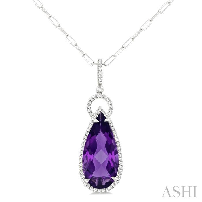 Pear Shape Gemstone & Halo Diamond Pendant