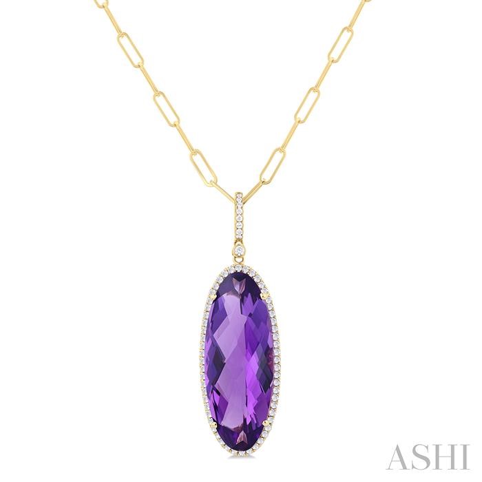 OVAL SHAPE GEMSTONE & HALO DIAMOND PENDANT