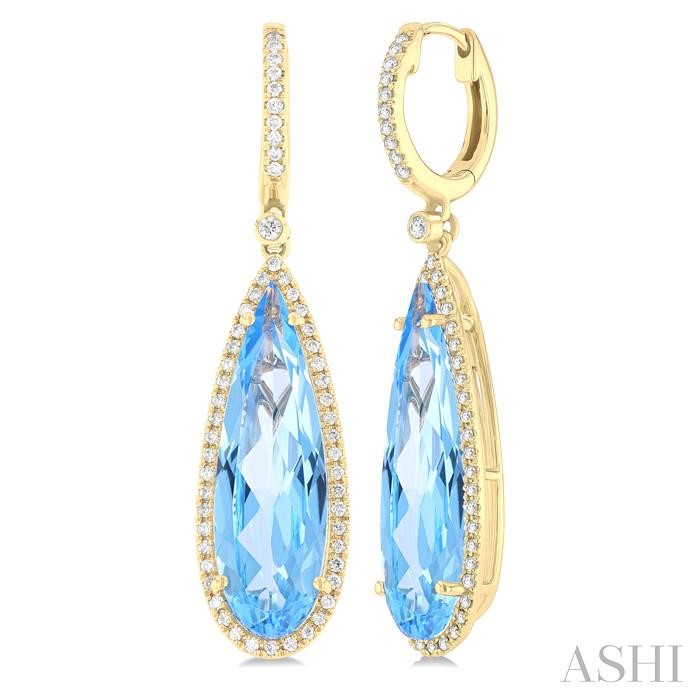 Pear Shape Gemstone & Halo Diamond Earrings