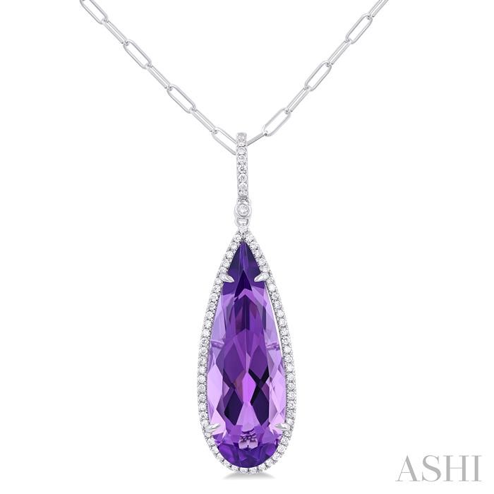 Pear Shape Gemstone & Halo Diamond Pendant