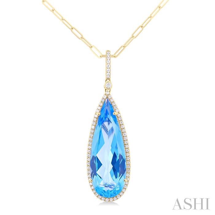 PEAR SHAPE GEMSTONE & HALO DIAMOND PENDANT