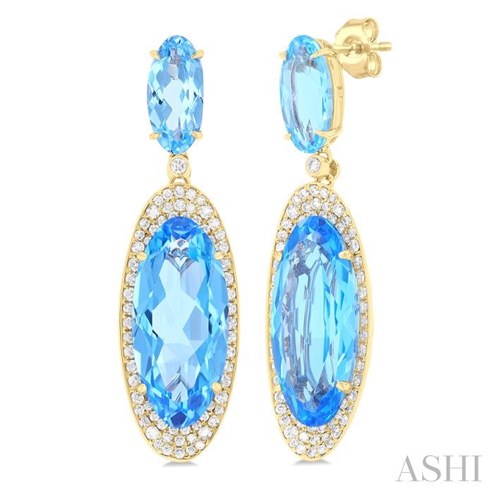 Oval Shape Gemstone & Halo Diamond Earrings