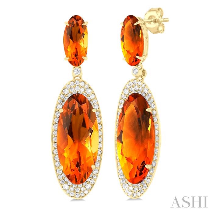 Oval Shape Gemstone & Halo Diamond Earrings