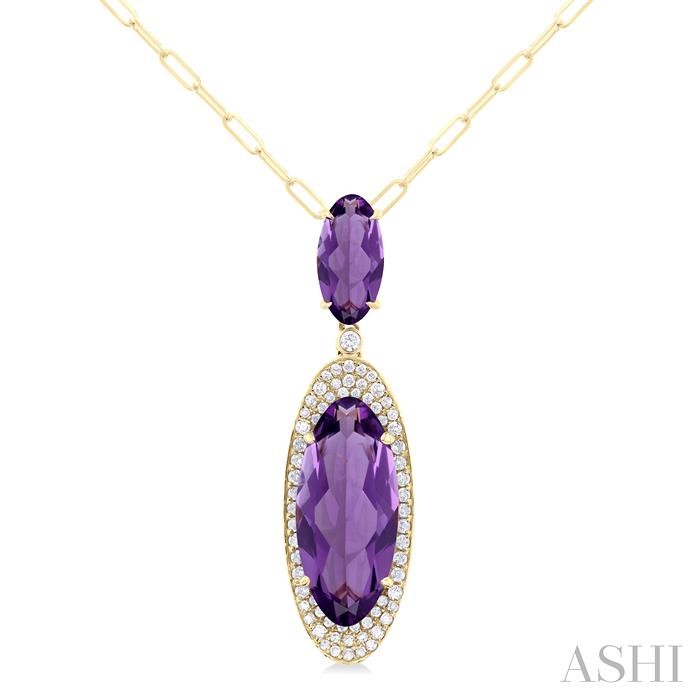 Oval Shape Gemstone & Halo Diamond Pendant