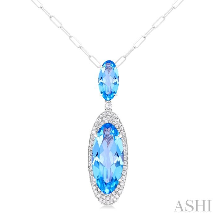 Oval Shape Gemstone & Halo Diamond Pendant