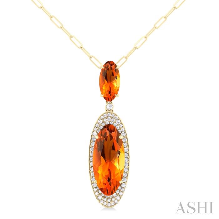 Oval Shape Gemstone & Halo Diamond Pendant