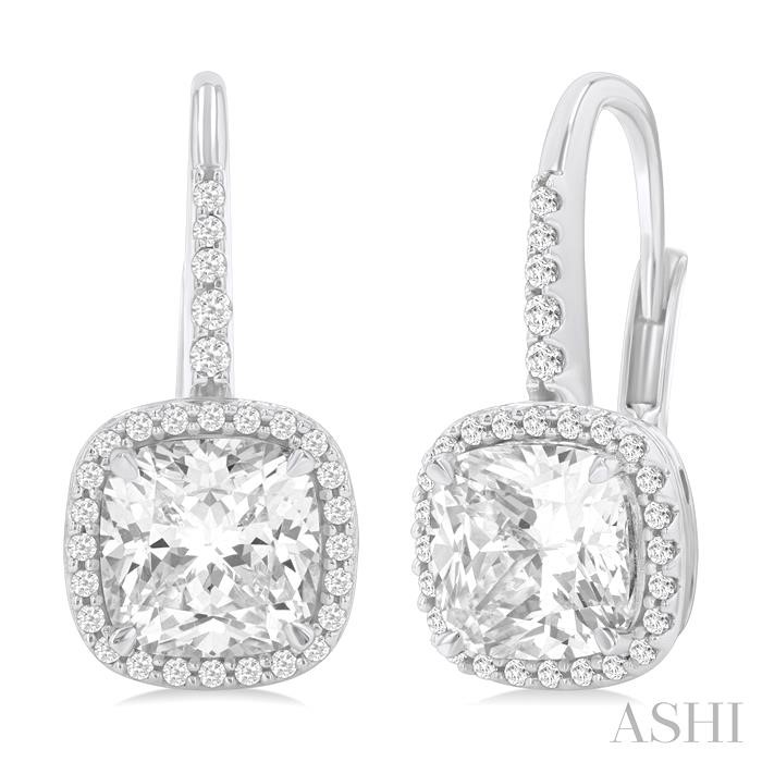 Square Shape Gemstone & Halo Diamond Huggie Earrings