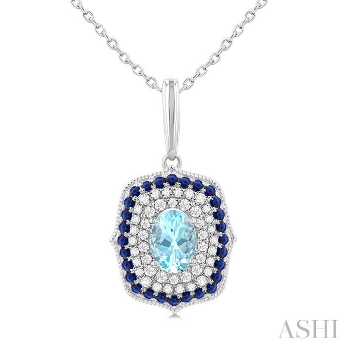 Gemstone & Halo Diamond Fashion Pendant