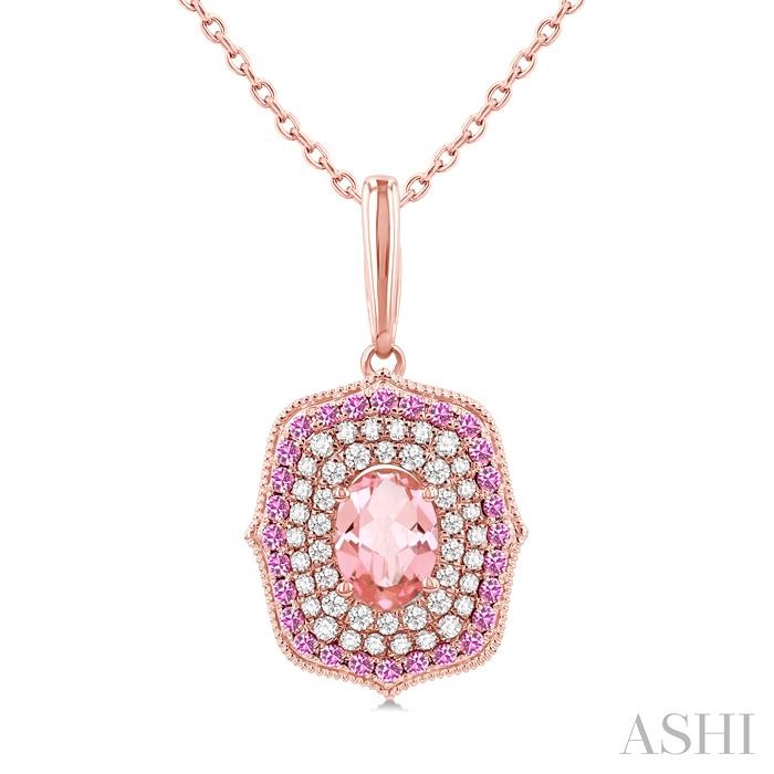 Gemstone & Halo Diamond Fashion Pendant