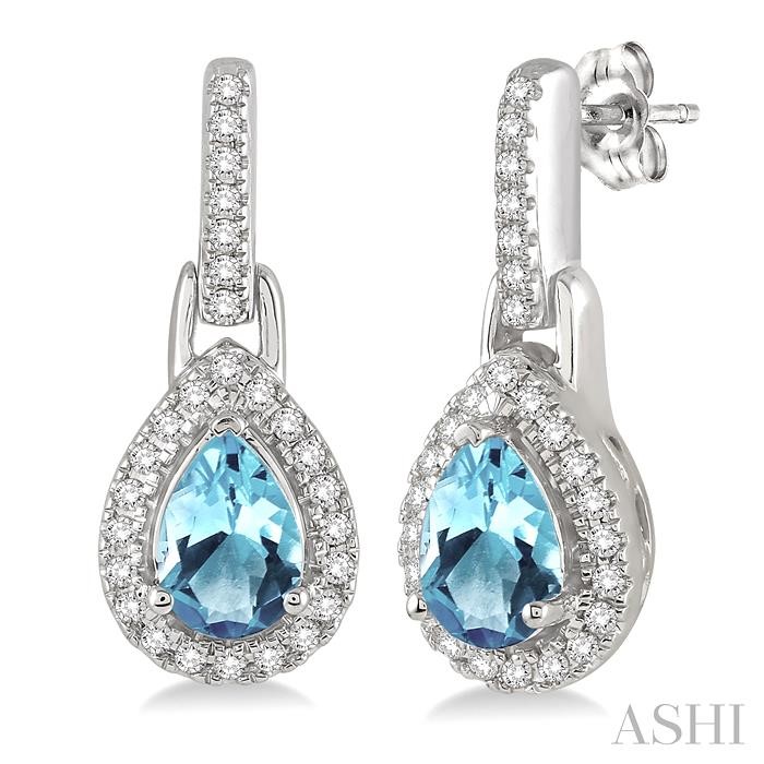 PEAR SHAPE GEMSTONE & HALO DIAMOND EARRINGS