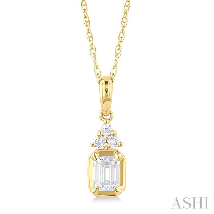 EMERALD SHAPE DIAMOND FASHION PENDANT