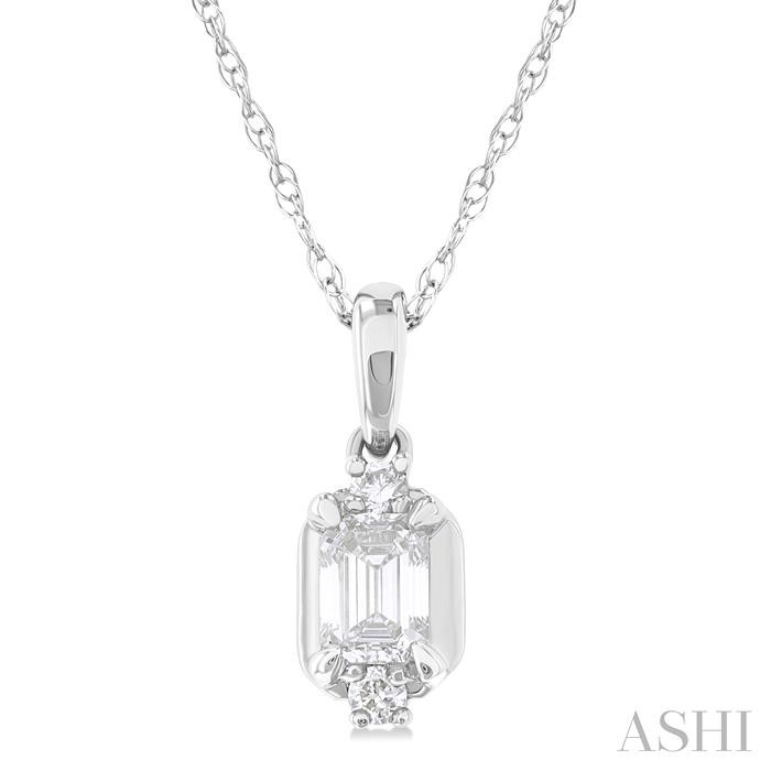 EMERALD SHAPE DIAMOND FASHION PENDANT