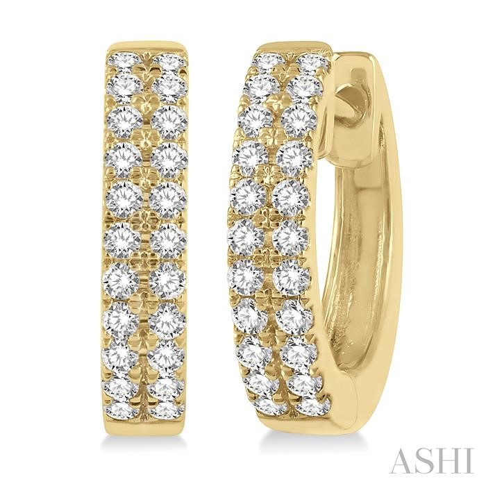 TWO ROW PETITE DIAMOND HUGGIE FASHION EARRINGS