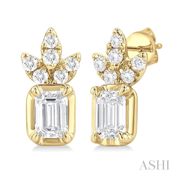 EMERALD SHAPE DIAMOND FASHION EARRINGS