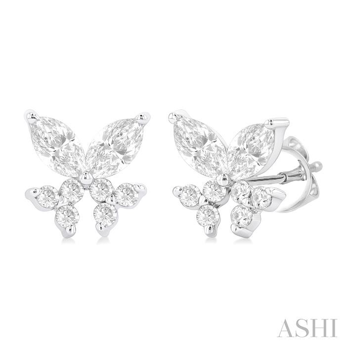 Twin Fish Diamond Stud Earrings