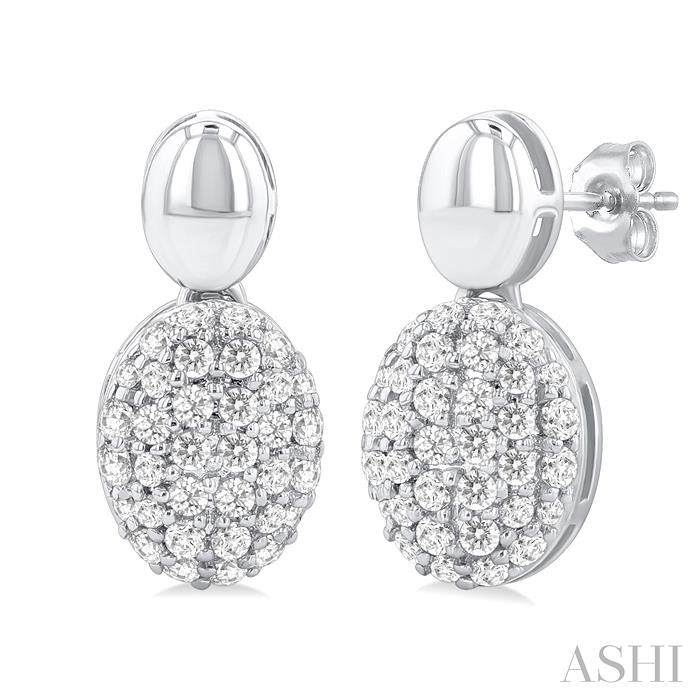 OVAL SHAPE DIAMOND FASHION EARRINGS