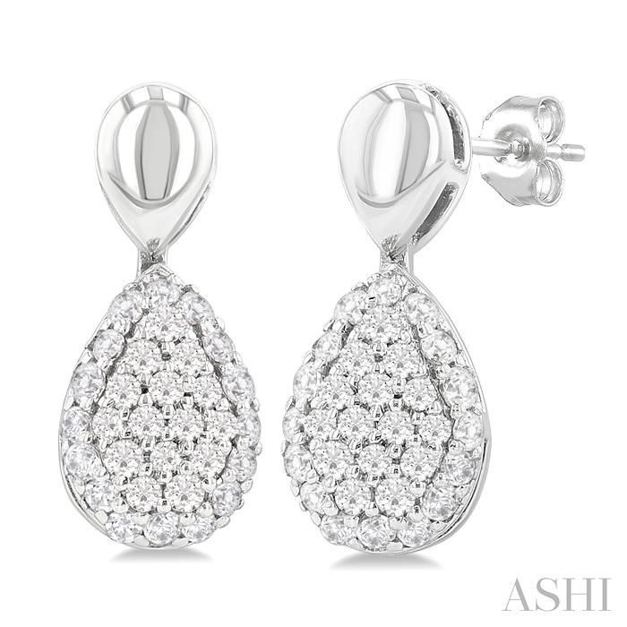 Pave-Set Pear Shape Diamond Fashion Earrings