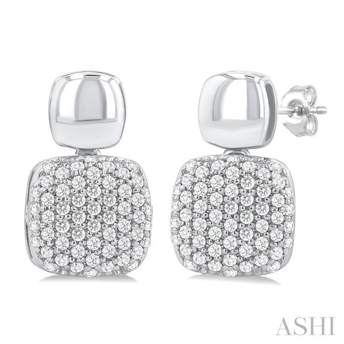 CUSHION SHAPE DIAMOND FASHION EARRINGS