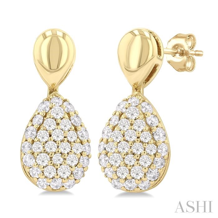 Pave-Set Pear Shape Diamond Fashion Earrings