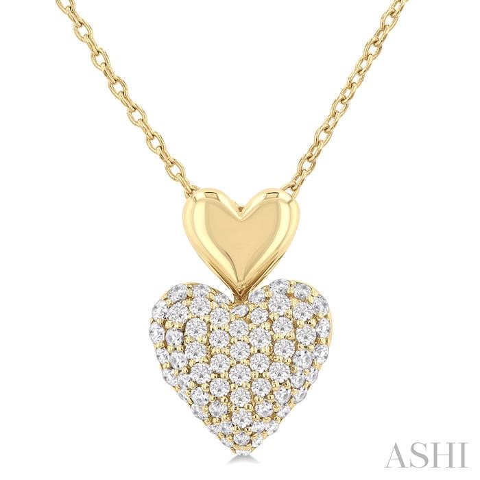 Pave-Set Heart Shape Diamond Fashion Pendant