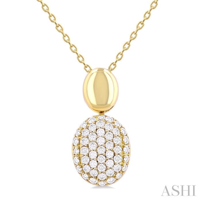 Oval Shape Pave Diamond Fashion Pendant