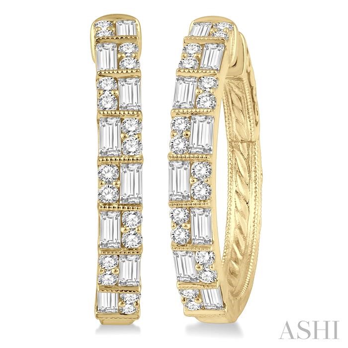 DOUBLE ROW BAGUETTE DIAMOND HOOP EARRINGS