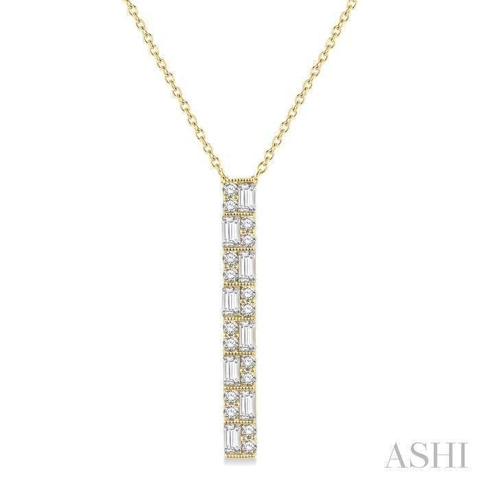 Double Row Vertical Bar Baguette Diamond Pendant