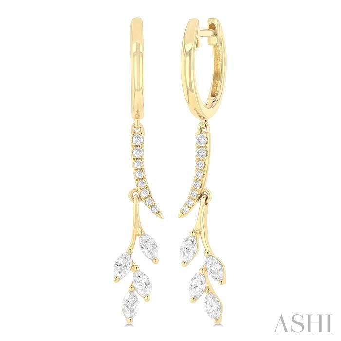 Diamond Leaf Hoop Earrings