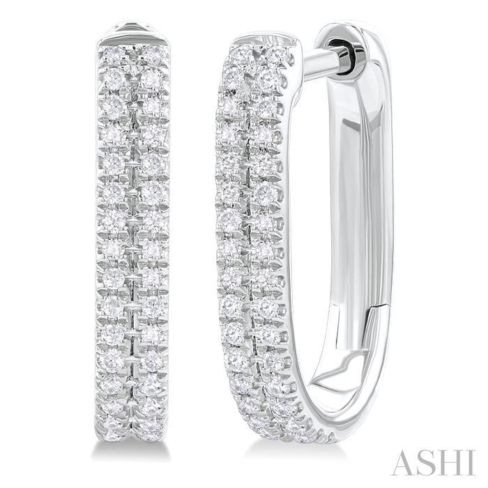 DOUBLE ROW DIAMOND HOOP EARRINGS