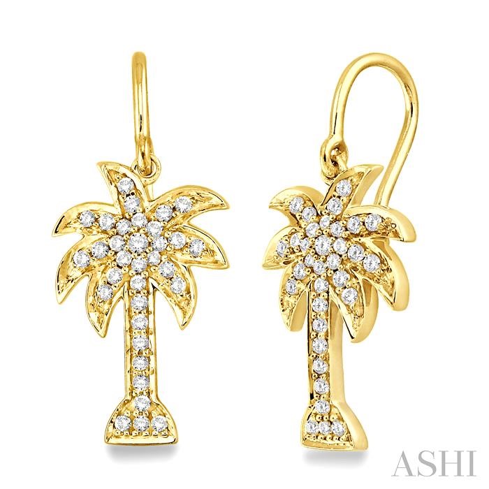 PALM TREE DIAMOND FASHION EARRINGS