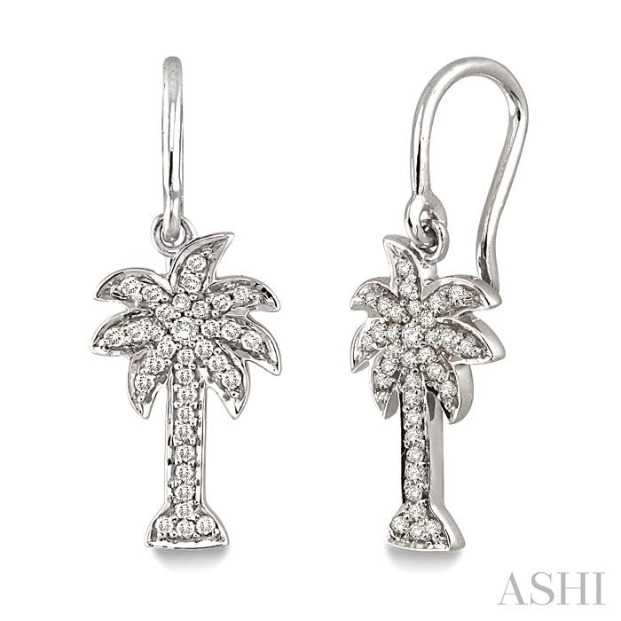 PALM TREE DIAMOND FASHION EARRINGS