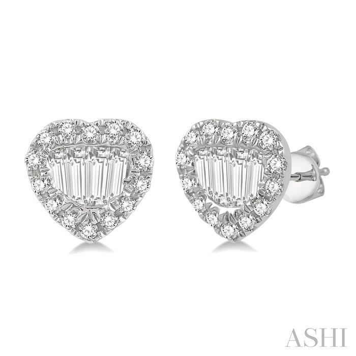 HEART SHAPE HALO FUSION DIAMOND FASHION EARRINGS