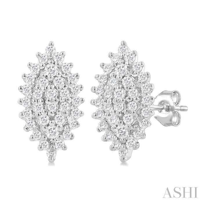 MARQUISE SHAPE PETITE CLUSTER DIAMOND EARRINGS